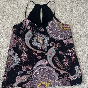 Express Black Paisley Halter Camisole with Multicolor Accents